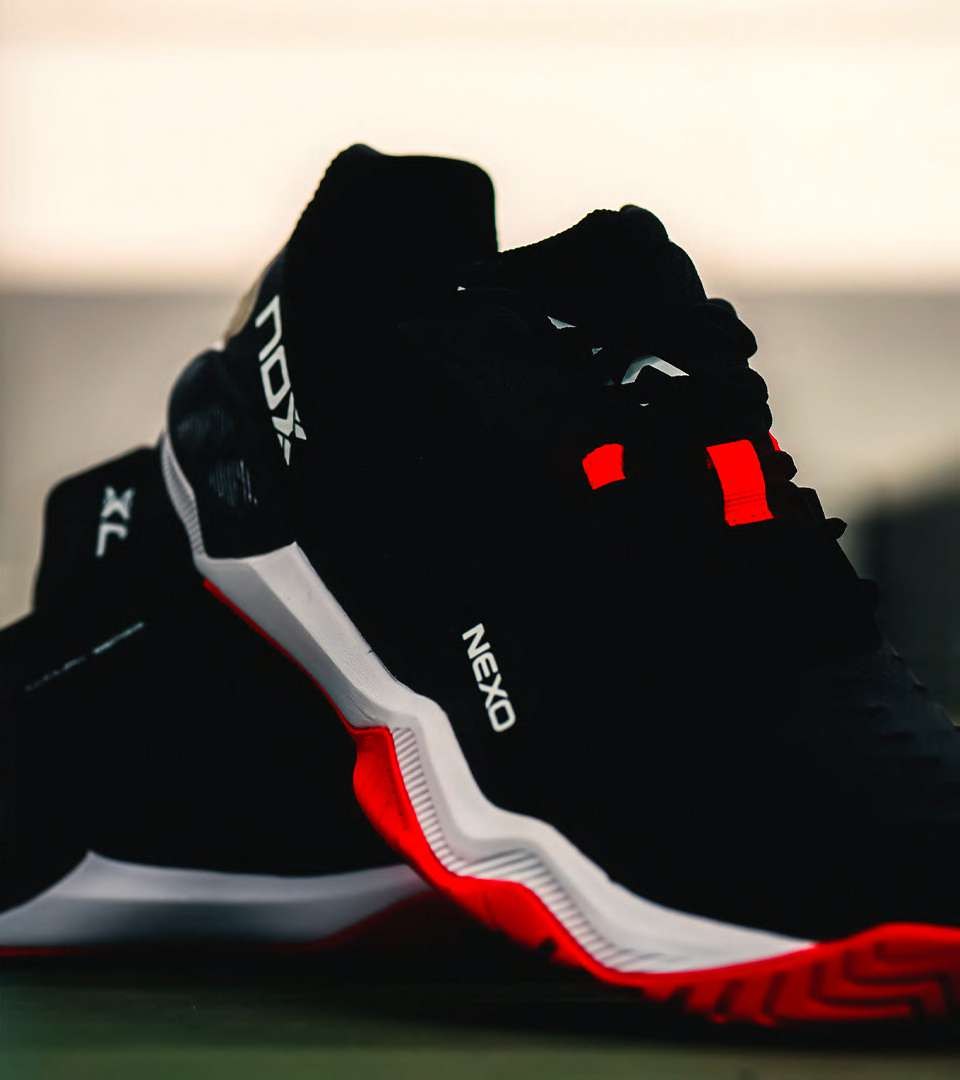 NOX pickleball shoe in black with red sole